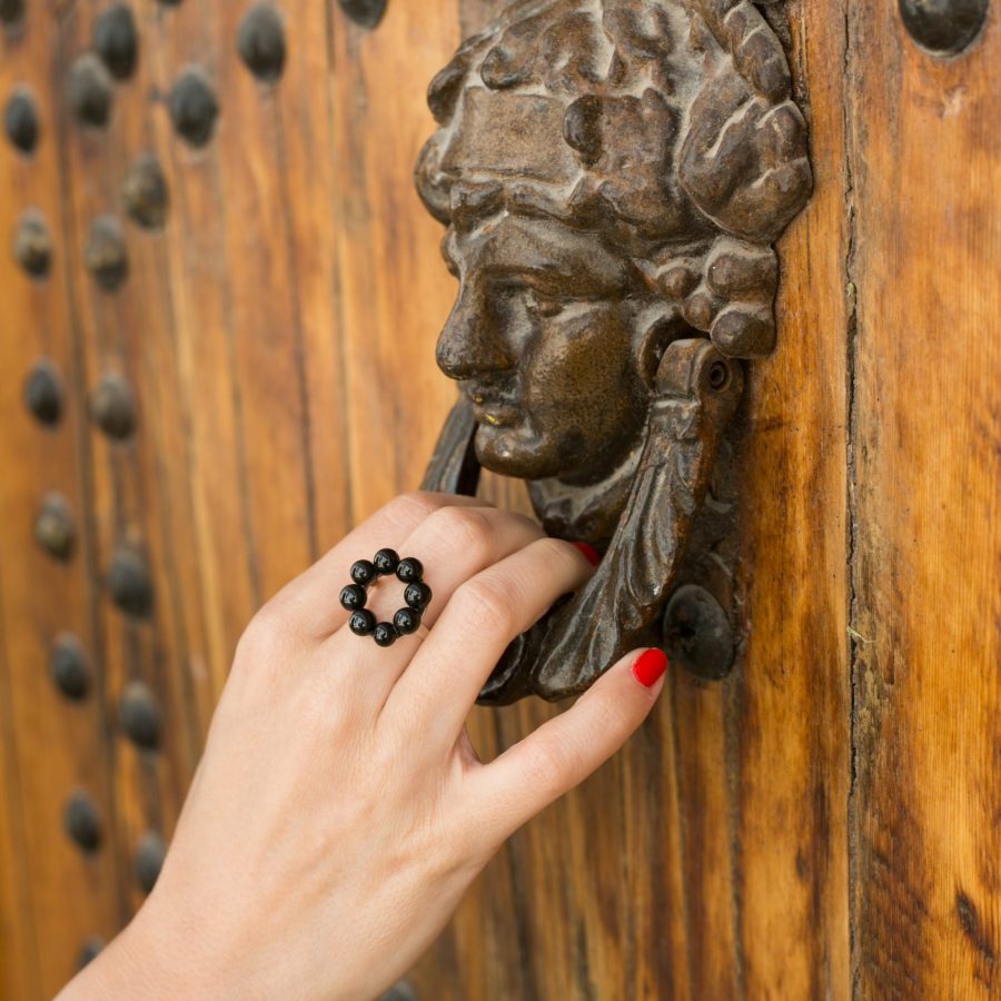 Anillo azabache asturiano y plata